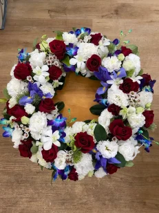 Sympathy Wreath - Red, White & Blue